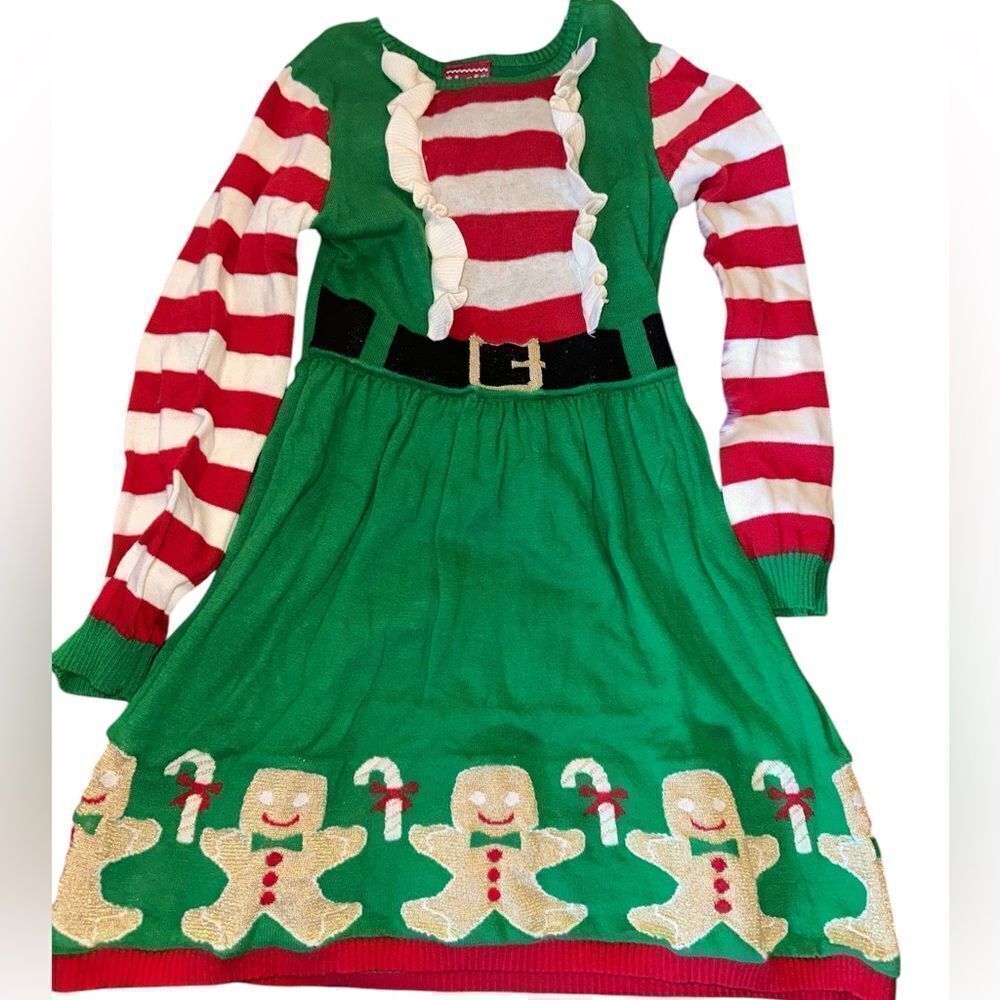 Christmas Dress. Size 7/8. Gingerbread detail on hem